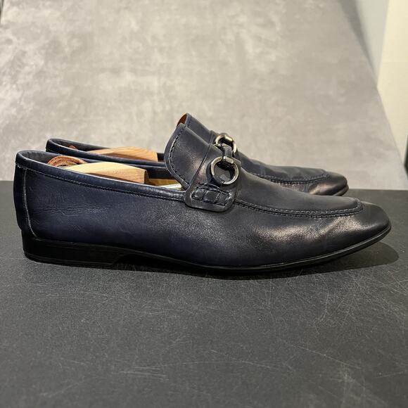 Magnanni Rafa II Loafers Mens 11 M Blue Leather Apron Toe Bit Loafers